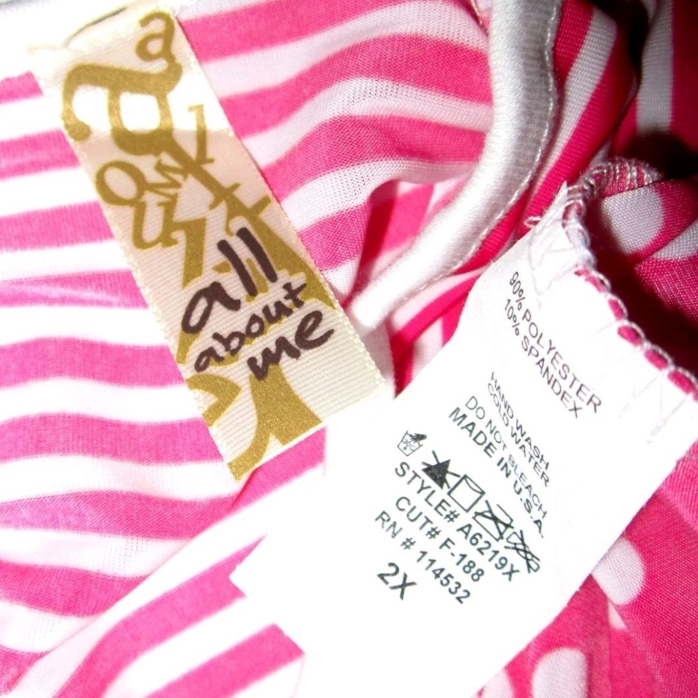 ๐ Jr PLUS 2X Hot Pink White Dotted Babydoll Top - Picture 2 of 3